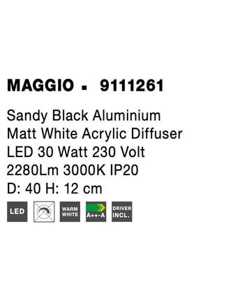 NOVA LUCE stropní svítidlo MAGGIO černý hliník matný bílý akrylový difuzor LED 30W 230V 3000K IP20 9111261