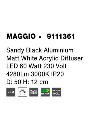 NOVA LUCE stropní svítidlo MAGGIO černý hliník matný bílý akrylový difuzor LED 60W 230V 3000K IP20 9111361