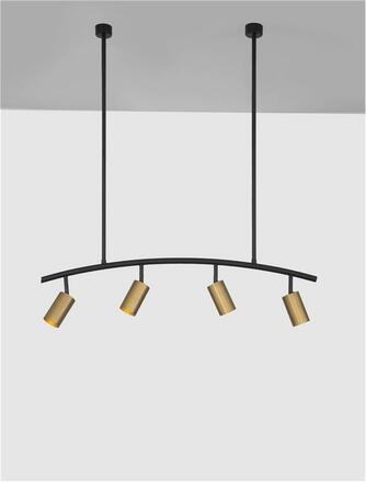 NOVA LUCE závěsné svítidlo POGNO černá a zlatý hliník GU10 4x10W IP20 230V bez žárovky 9111457