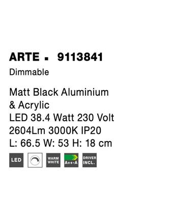 NOVA LUCE stropní svítidlo ARTE matný černý hliník a akryl LED 38.4W 230V 3000K IP20 stmívatelné 9113841
