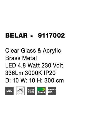 NOVA LUCE závěsné svítidlo BELAR čiré sklo a akryl mosazný kov LED 4.8W 230V 3000K IP20 9117002