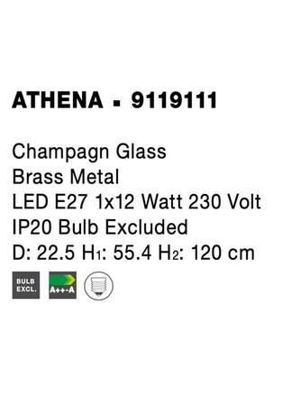 NOVA LUCE závěsné svítidlo ATHENA šampaň sklo mosazný kov E27 1x12W 230V IP20 bez žárovky 9119111
