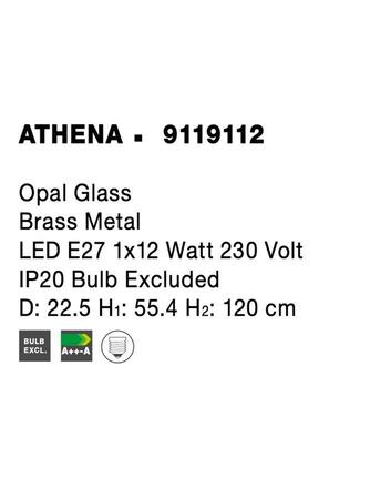 NOVA LUCE závěsné svítidlo ATHENA opálové sklo mosazný kov E27 1x12W 230V IP20 bez žárovky 9119112