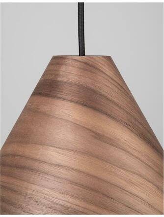 NOVA LUCE závěsné svítidlo WERA dřevo barvy tmavý ořech tmavě hnědý textilní kabel dřevěná rozeta E27 1x12W 230V IP20 bez žárovky 9125062