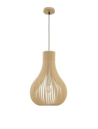 NOVA LUCE závěsné svítidlo SOHO přírodní dřevo hnědý textilní kabel dřevěná rozeta E27 1x12W 230V IP20 bez žárovky 9138061