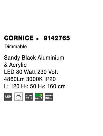 NOVA LUCE závěsné svítidlo CORNICE černý hliník a akryl LED 80W 230V 3000K IP20 stmívatelné 9142765