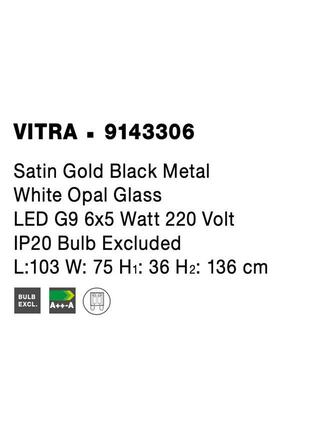 NOVA LUCE závěsné svítidlo VITRA saténový zlatý a černý kov bílé opálové sklo G9 6x5W 220V IP20 bez žárovky 9143306