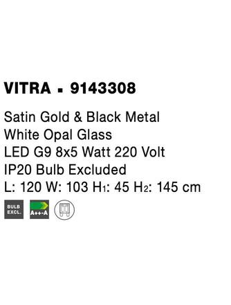 NOVA LUCE závěsné svítidlo VITRA saténový zlatý a černý kov bílé opálové sklo G9 8x5W 220V IP20 bez žárovky 9143308