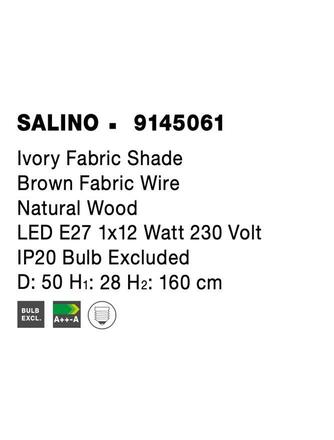 NOVA LUCE stojací lampa SALINO stínidlo slonovinová bílá hnědý kabel přírodní dřevo E27 1x12W 230V IP20 bez žárovky 9145061