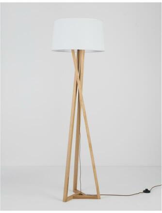 NOVA LUCE stojací lampa SALINO stínidlo slonovinová bílá přírodní dřevo E27 1x12W 230V IP20 bez žárovky 9145071