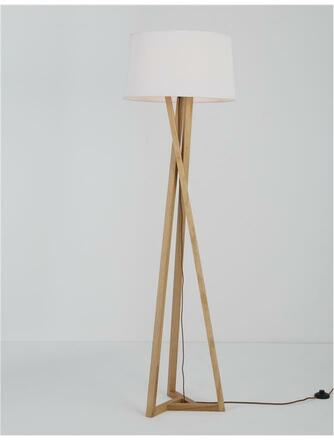 NOVA LUCE stojací lampa SALINO stínidlo slonovinová bílá přírodní dřevo E27 1x12W 230V IP20 bez žárovky 9145071