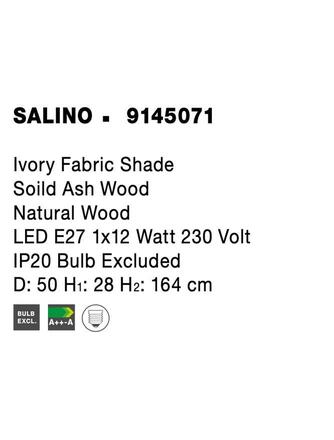NOVA LUCE stojací lampa SALINO stínidlo slonovinová bílá přírodní dřevo E27 1x12W 230V IP20 bez žárovky 9145071