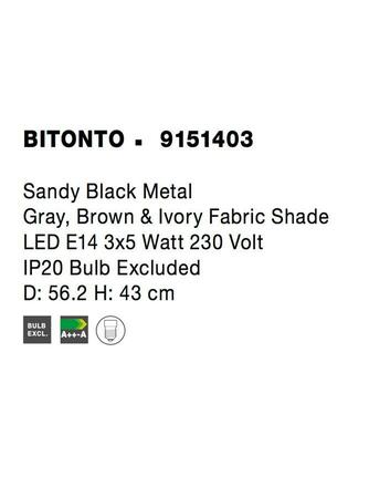 NOVA LUCE stropní svítidlo BITONTO černý kov bílé stínidlo E14 3x5W 230V IP20 bez žárovky 9151403