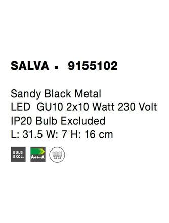 NOVA LUCE bodové svítidlo SALVA černý kov GU10 2x10W 230V IP20 bez žárovky 9155102