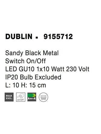 NOVA LUCE bodové svítidlo DUBLIN černý kov vypínač na těle GU10 1x10W 230V IP20 bez žárovky 9155712