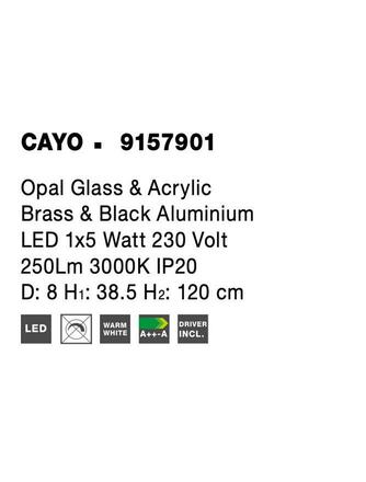 NOVA LUCE závěsné svítidlo CAYO opálové sklo a akryl mosaz a černý hliník LED 1x5W 230V 3000K IP20 9157901