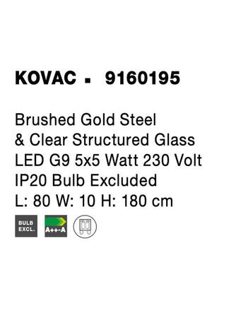 NOVA LUCE závěsné svítidlo KOVAC broušená zlatá ocel a čiré strukturované sklo G9 5x5W 230V IP20 bez žárovky 9160195