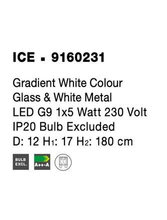 NOVA LUCE závěsné svítidlo ICE bílé sklo s přechody a bílý kov G9 1x5W 230V IP20 bez žárovky 9160231