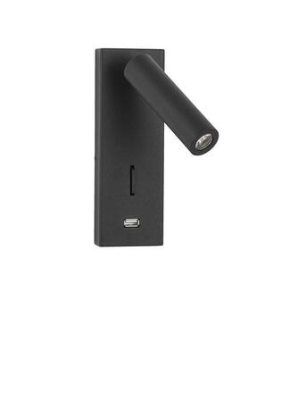 NOVA LUCE bodové svítidlo FUSE černý hliník nastavitelné vypínač na těle - USB nabíjení LED Samsung 3W 3000K IP20 9170102