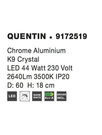 NOVA LUCE stropní svítidlo QUENTIN chromovaný hliník a K9 křišťál LED 44W 230V 3500K IP20 9172519