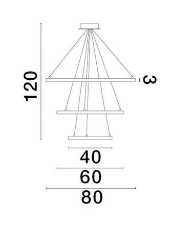 NOVA LUCE závěsné svítidlo EMPATIA LED 108W 3000K hliník černá 807+600+395x2000mm stmívatelné 9172867