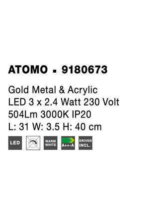NOVA LUCE nástěnné svítidlo ATOMO zlatý kov a akryl LED 3 x 2.4W 230V 3000K IP20 9180673