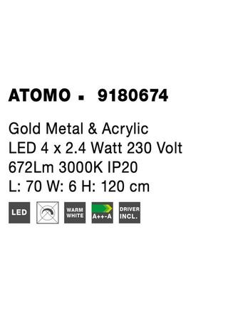 NOVA LUCE závěsné svítidlo ATOMO zlatý kov a akryl LED 4 x 2.4W 230V 3000K IP20 9180674