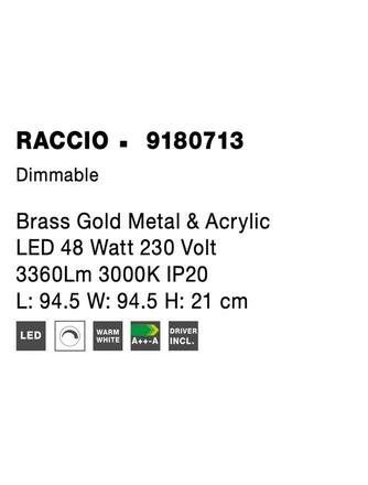 NOVA LUCE stropní svítidlo RACCIO zlatý kov a akryl LED 48W 230V 3000K IP20 stmívatelné 9180713