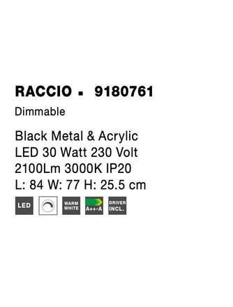 NOVA LUCE stropní svítidlo RACCIO černý kov a akryl LED 30W 230V 3000K IP20 stmívatelné 9180761