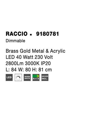 NOVA LUCE závěsné svítidlo RACCIO zlatý kov a akryl LED 40W 230V 3000K IP20 stmívatelné 9180781