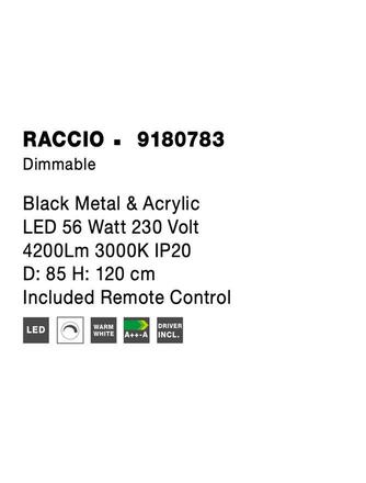 NOVA LUCE závěsné svítidlo RACCIO černý kov a akryl LED 56W 230V 3000K IP20 vč. dálkového ovládání stmívatelné 9180783