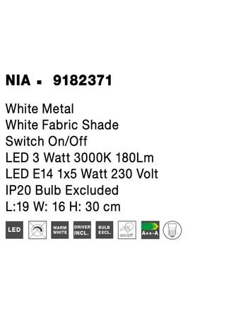 NOVA LUCE nástěnné svítidlo NIA bílý kov bílé stínidlo vypínač na těle LED 3W 3000K E14 1x5W 230V IP20 bez žárovky se čtecí lampičkou 9182371