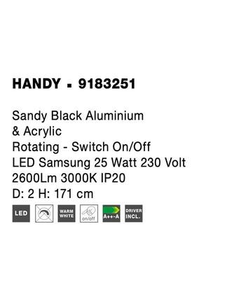 NOVA LUCE stojací lampa HANDY černý hliník a akryl rotační - vypínač na těle LED Samsung 25W 230V 3000K IP20 9183251