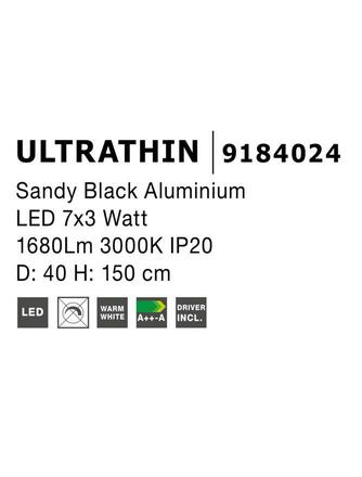 Nova Luce Štíhlé designové LED svítidlo Ultrathin - 7 x 3 W, 1680 lm, černá NV 9184024