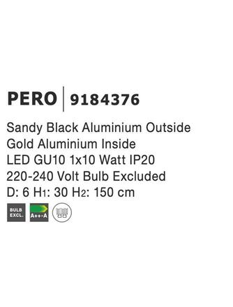 NOVA LUCE závěsné svítidlo PERO černý hliník zvenku zlatý hliník uvnitř GU10 1x10W IP20 220-240V bez žárovky 9184376