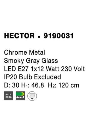 NOVA LUCE závěsné svítidlo HECTOR chromovaný kov kouřové šedé sklo E27 1x12W 230V IP20 bez žárovky 9190031