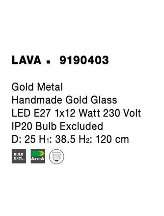 NOVA LUCE závěsné svítidlo LAVA zlatý kov ručně vyrobené zlaté sklo E27 1x12W 230V IP20 bez žárovky 9190403