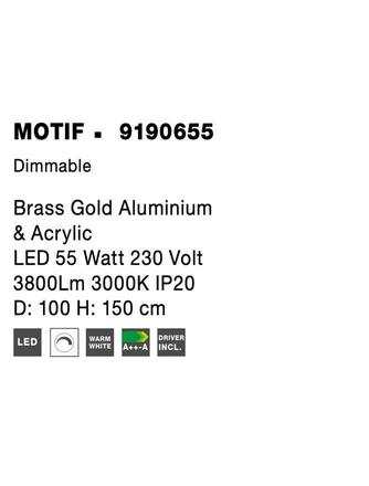 NOVA LUCE závěsné svítidlo MOTIF zlatý mosazný hliník a akryl LED 55W 230V 3000K IP20 stmívatelné 9190655