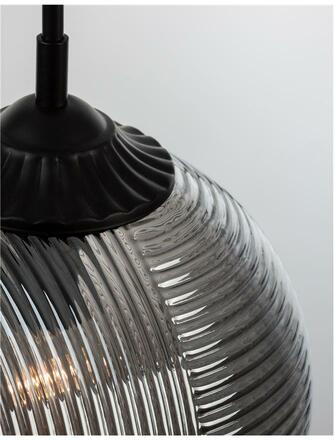 NOVA LUCE závěsné svítidlo ATHENA kouřové šedé sklo matný černý kov E27 1x12W 230V IP20 bez žárovky 9191210