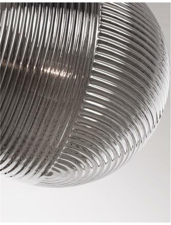 NOVA LUCE závěsné svítidlo ATHENA kouřové šedé sklo matný černý kov E27 1x12W 230V IP20 bez žárovky 9191210