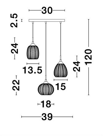 NOVA LUCE závěsné svítidlo VARIO čiré sklo a saténový zlatý kov E27 3x12W 230V IP20 bez žárovky 9191542