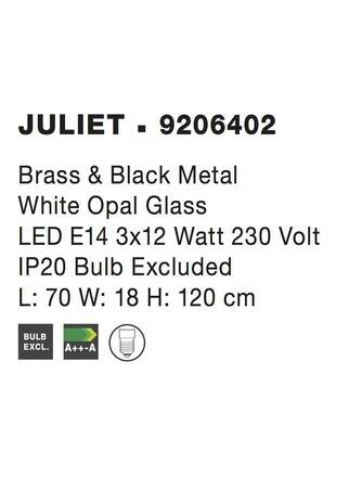 NOVA LUCE závěsné svítidlo JULIET mosaz a černý kov bílé opálové sklo E14 3x12W IP20 bez žárovky 9206402