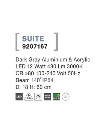 Nova Luce Zahradní lampa SUITE - 12 W, 480 lm, 3000 K, šedá NV 9207167