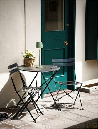 NOVA LUCE venkovní stolní lampa SEINA olivově zelený hliník a akryl LED 2W 2700K 5V DC IP54 vypínač na těle nabíjecí s PG základnou nebo USB C kabelem 9223405