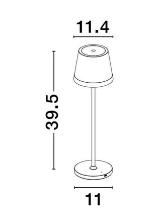 NOVA LUCE venkovní stolní lampa SEINA olivově zelený hliník a akryl LED 2W 2700K 5V DC IP54 vypínač na těle nabíjecí s PG základnou nebo USB C kabelem 9223405