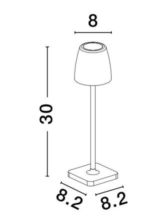 NOVA LUCE venkovní stolní lampa COLT rezavě hnědý litý hliník a akryl LED 2W 3000K IP54 62st. 5V DC vypínač na těle USB kabel stmívatelné 9223412