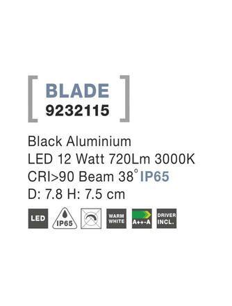 NOVA LUCE zapuštěné svítidlo BLADE černý hliník LED 12W 3000K 38st. IP65 9232115