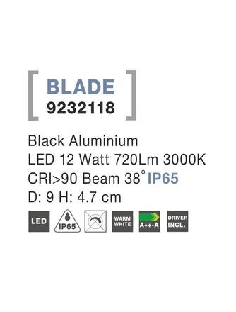 NOVA LUCE zapuštěné svítidlo BLADE černý hliník LED 12W 3000K 38st. IP65 výklopné 9232118