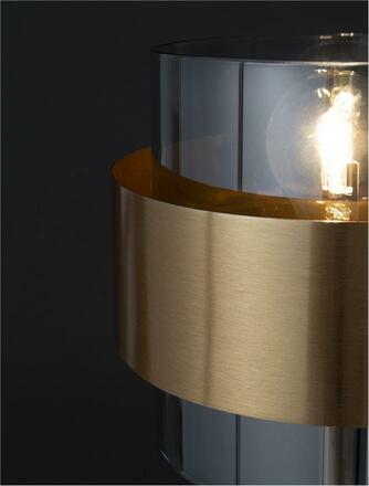 NOVA LUCE stolní lampa SIANNA kouřové sklo mosazný zlatý kov E27 1x12W 230V IP20 bez žárovky 9236400