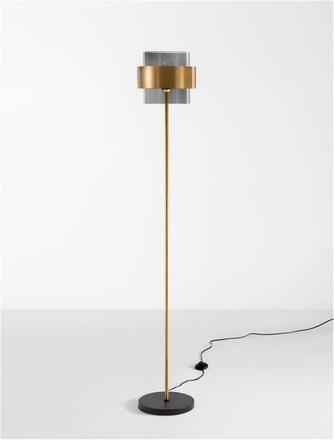 NOVA LUCE stojací lampa SIANNA kouřové sklo mosazný zlatý kov E27 1x12W 230V IP20 bez žárovky 9236410